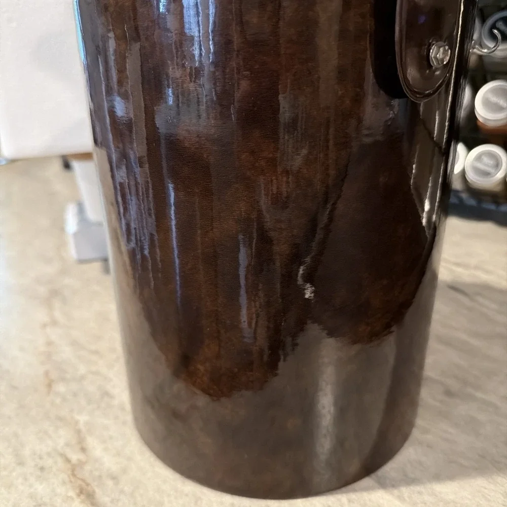 VTG Georges Briard Brown Faux Padded Tortoise Shell Ice‎ Bucket With Tongs